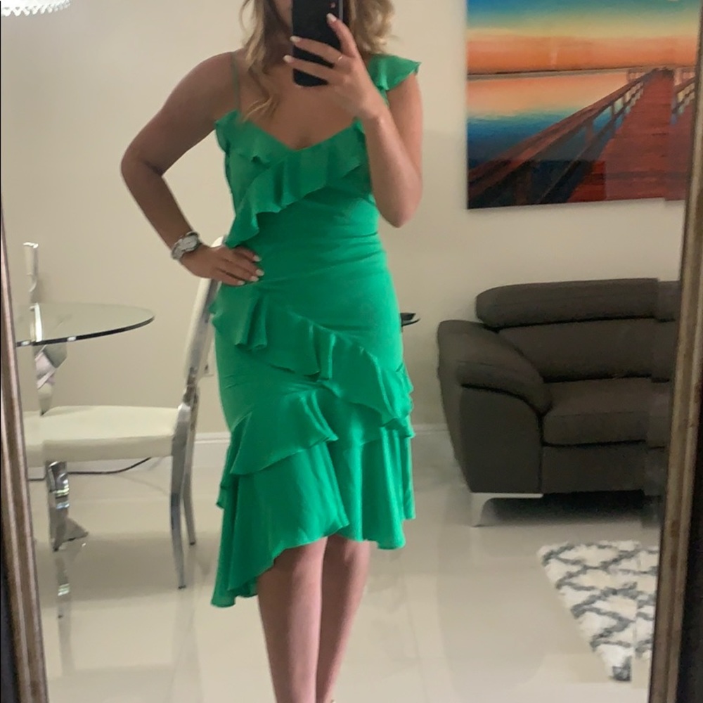 LIKELY NWT Green Ruffle Dress